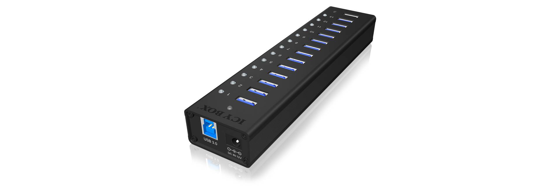 ICY BOX IB-AC6113 USB-Hub 13 Port USB-A USB 3.0 5 GBit/s Schwarz IB-AC6113