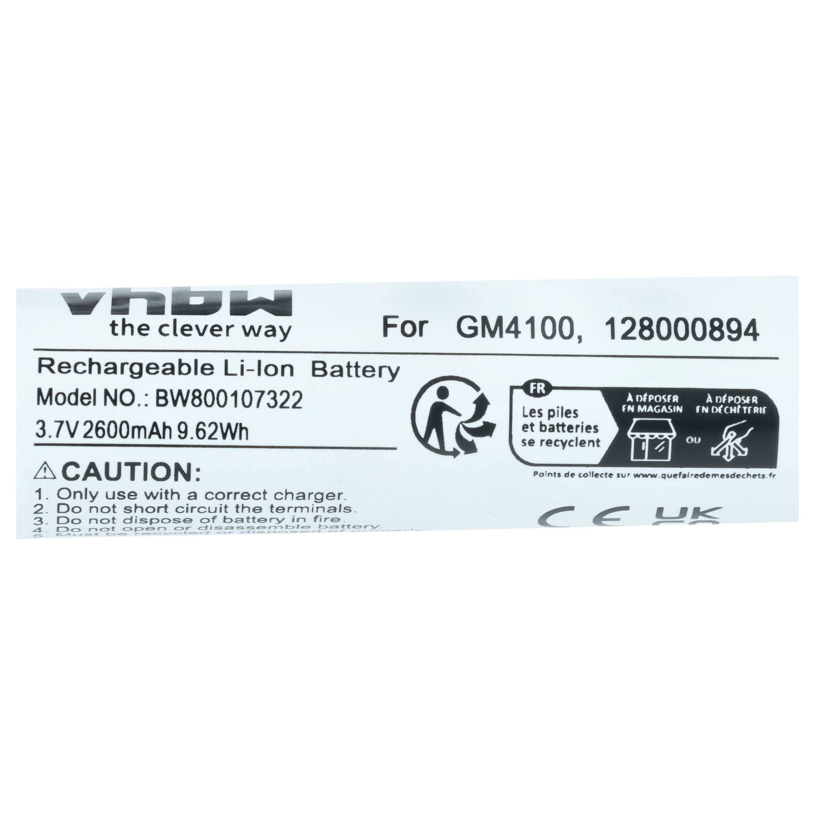 vhbw 5x Akku kompatibel mit Datalogic Gryphon GM4100-HC-910 | GM4100-BK-D910, GM4100-HC-433 Barcodescanner POS (2600 mAh