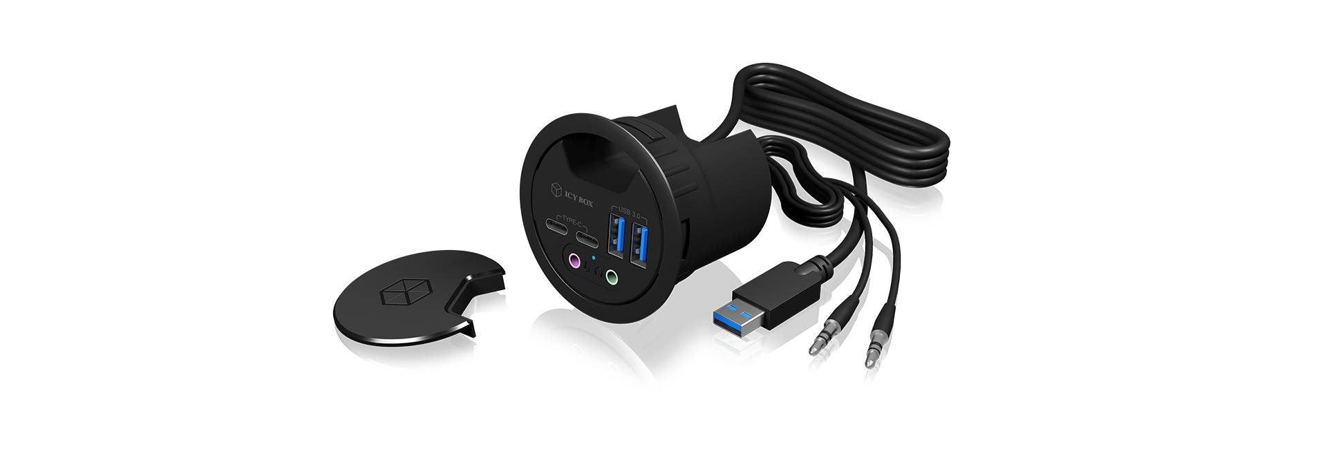 IB-HUB1403B, 4 Port USB 3.0 Tisch-Hub mit Type-C™, Type-A und Audio Ein-/Ausgang