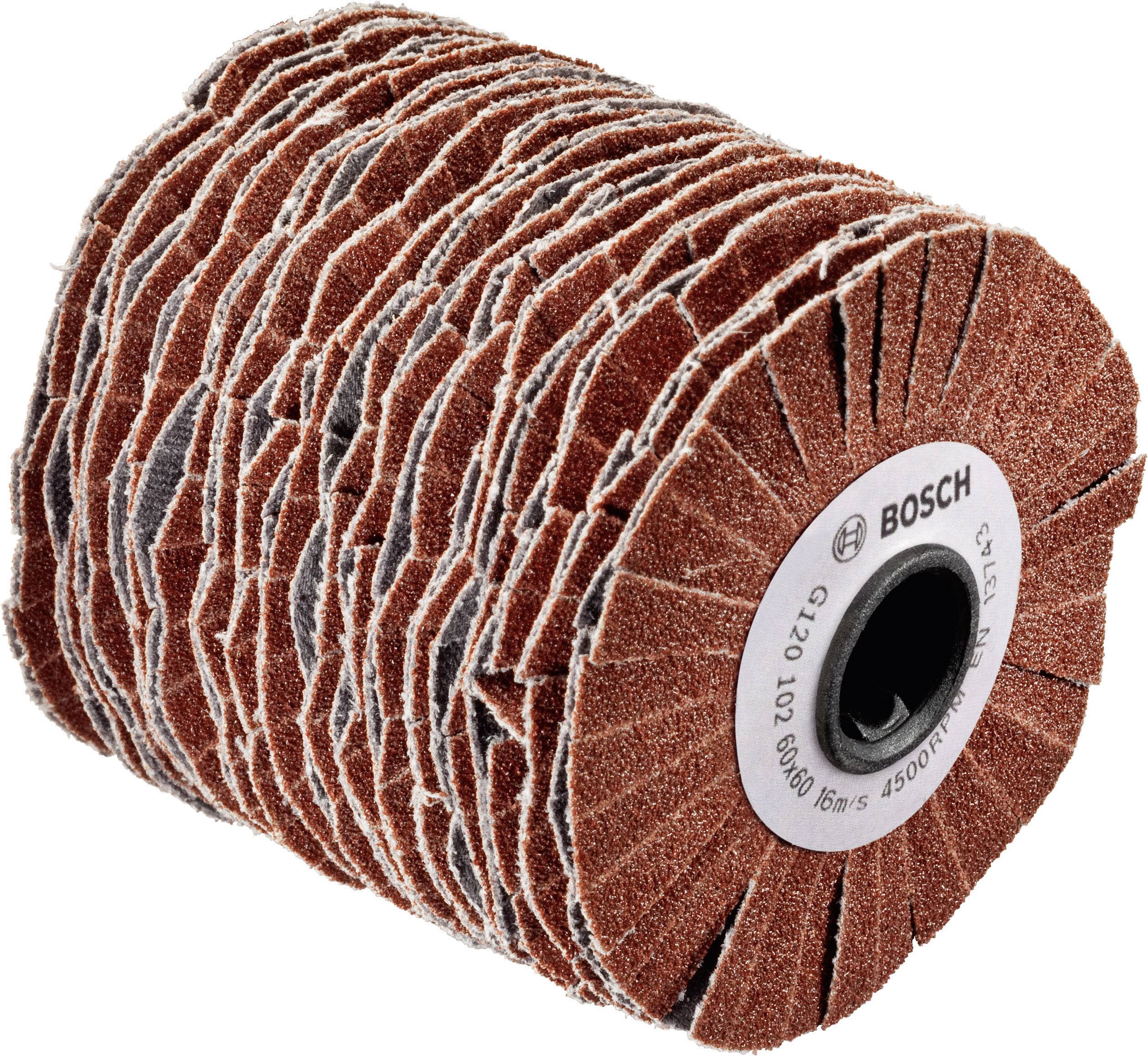 Schleifwalze aus Schleifpapier und Vliesmaterial, zylindrische Form. Eignet sich zum Schleifen und Polieren von Metalloberflächen.