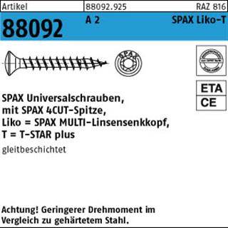 ART 88092 SPAX A 2 4,5 x 50/44 -T20 Wellenschliff, Linsensenkkopf A 2 K