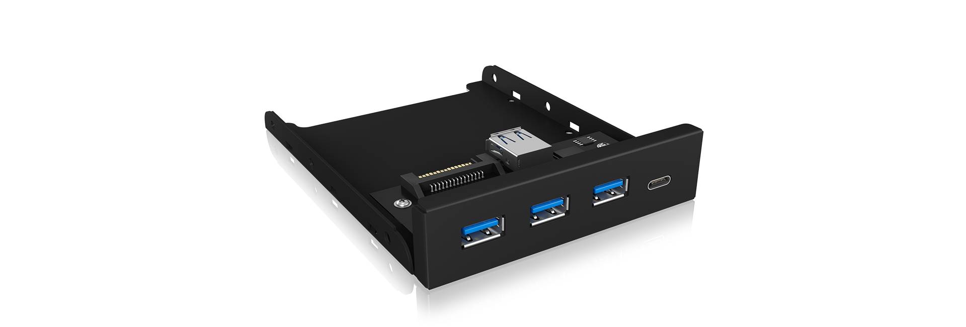 IB-HUB1418-i3, 4 Port USB 3.0 Frontpanel für 3,5" Einbauschacht, 3x USB Type A und 1x USB Type-C™ Anschluss