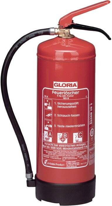 Pulverfeuerlöscher PD 6 G A 6kg m.Dauerdruck Brandkl.34 A 233 B C m.Wandh.GLORIA