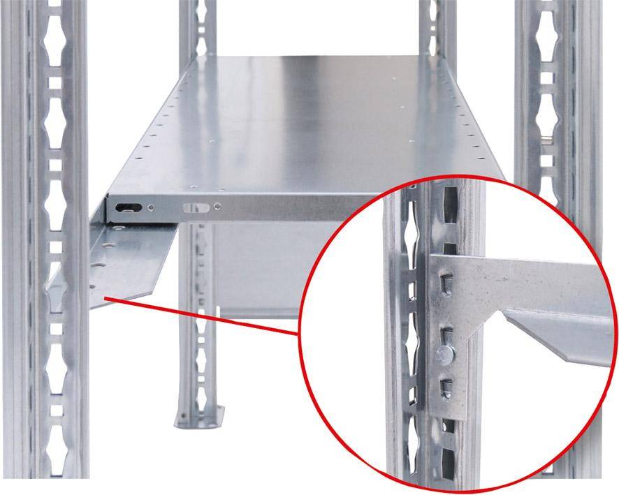 Steckregal m.LängenriegelB1000xT800xH2500 mm Grundfeld 6 Böden RAL 7035 Fachlast 150kg - Artikel: 7830494351