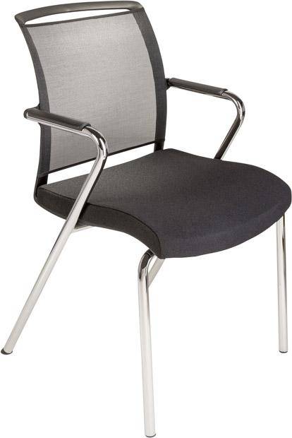 4 Fußstuhl Netzrücken Sitz schwarz