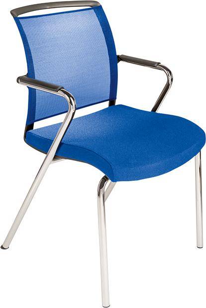 4 Fußstuhl Netzrücken Sitz blau
