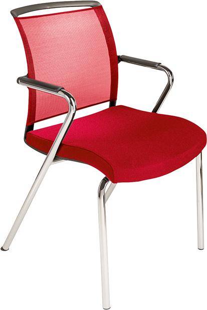 4 Fußstuhl Netzrücken Sitz rot