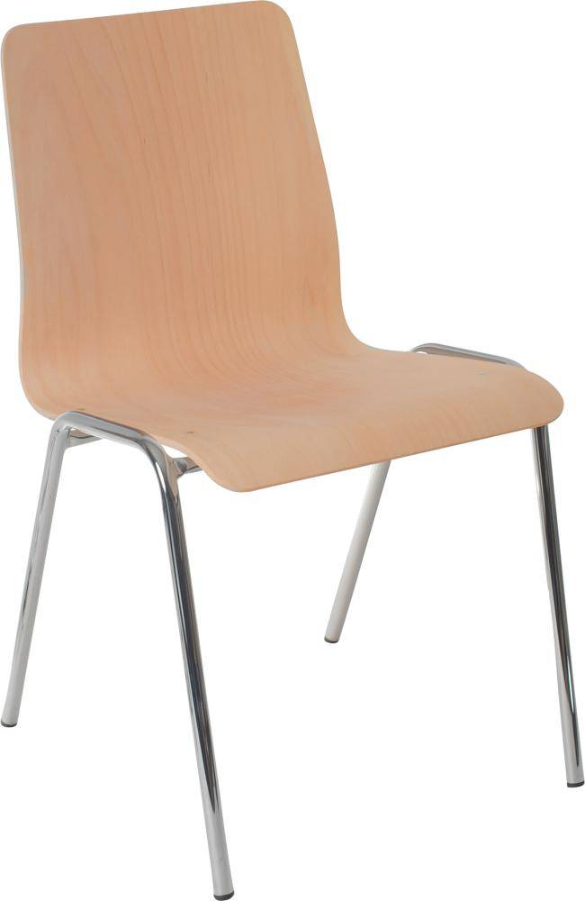 Holzschalenstuhl Gestell Chrom