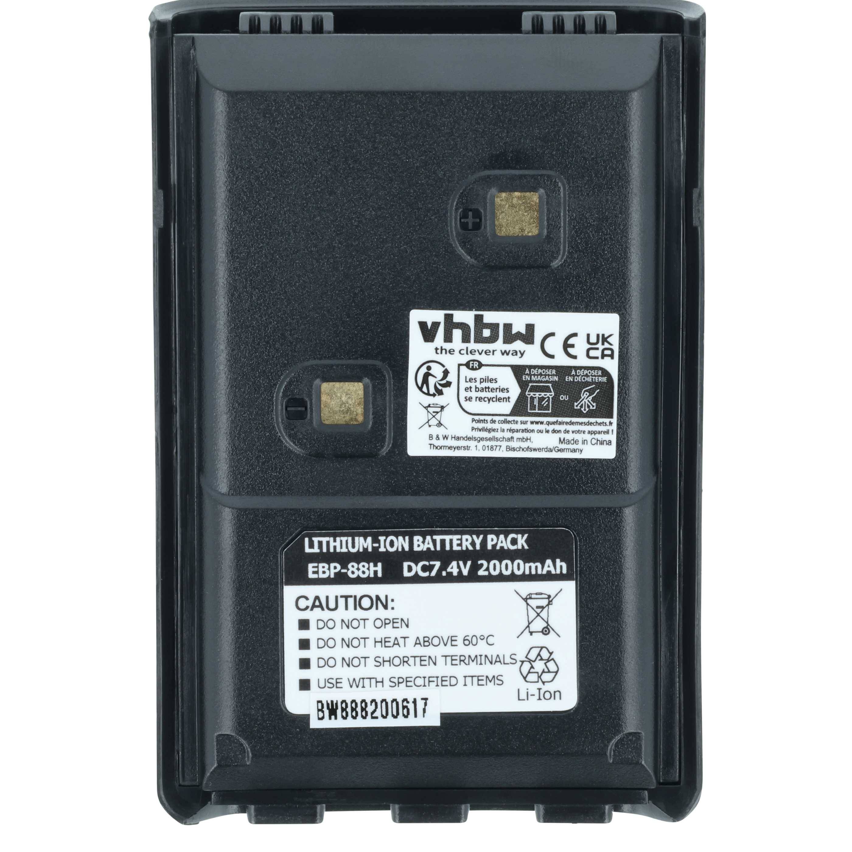 vhbw 2x Akku kompatibel mit Alinco DJ-289G, DJ-100, DJ-100E, DJ-500, DJ-10 Funkgerät, Walkie Talkie (2000 mAh, 7,4 V