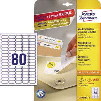 Avery Zweckform Etikett L4732REV-25 35, / 6x16,9mm weiß 2.000 St./Pack.