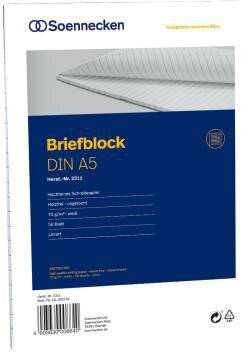 Briefblock DIN A5 70g liniert 50Blatt weiß - Artikel: 111105201