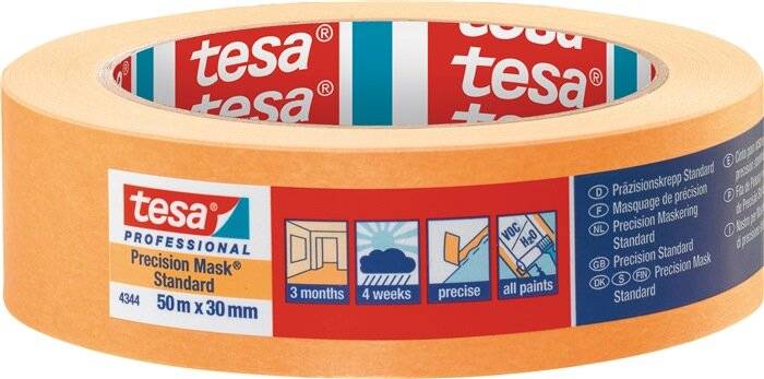 Präzisionskrepp® 4344 Stand.glatt hellbeige L.50m B.38mm Rl.TESA