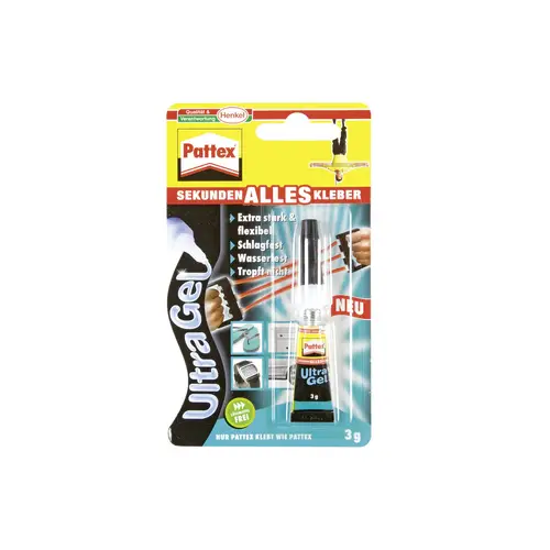 Pattex Sekundenkleber Ultra Gel, extra starker & flexibler Superkleber, stoß- & Pattex Sekundenkleber Ultra Gel, extra starker & flexibler Superkleber, stoß- &