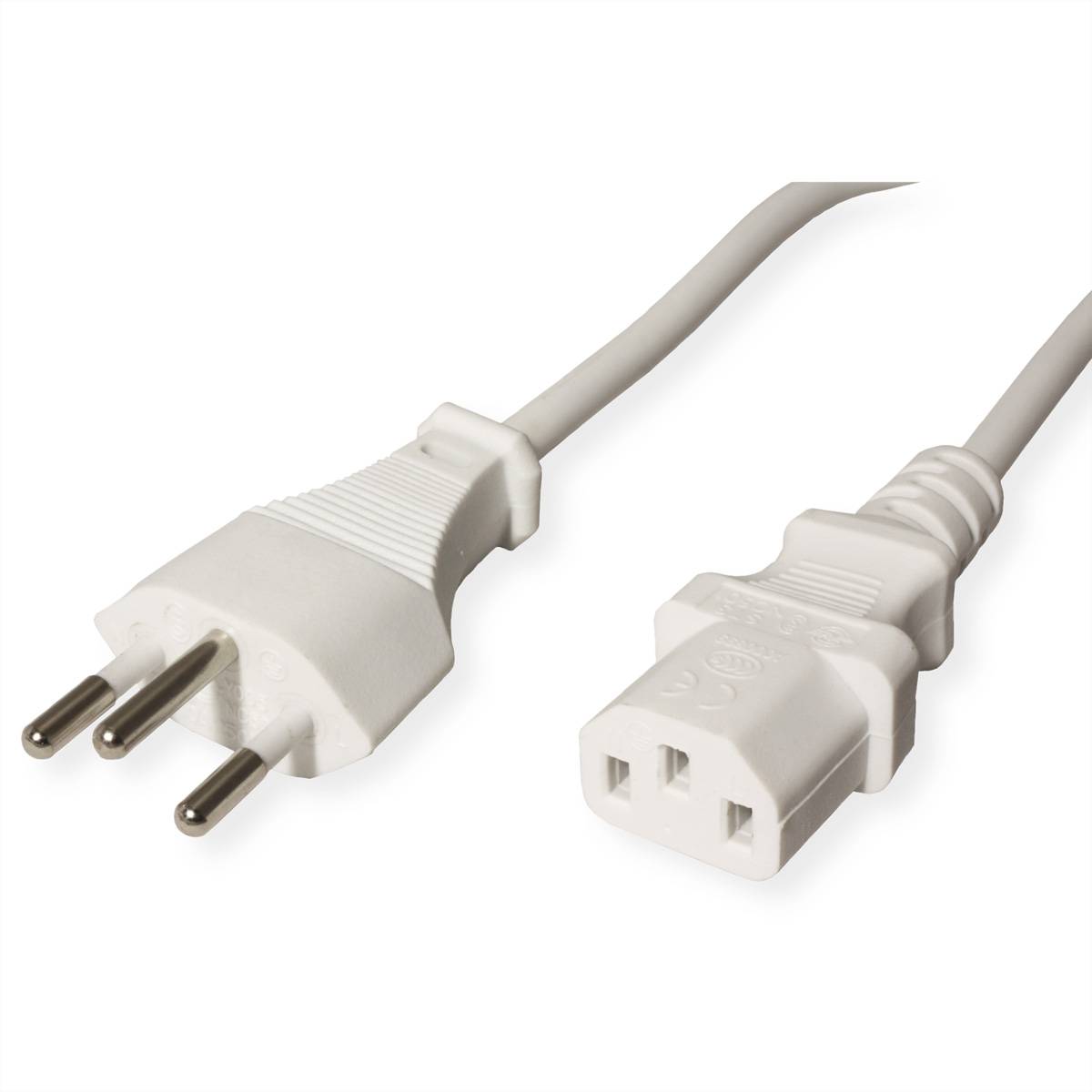 VALUE Netzkabel T12 auf C13, weiß, 1,8 m