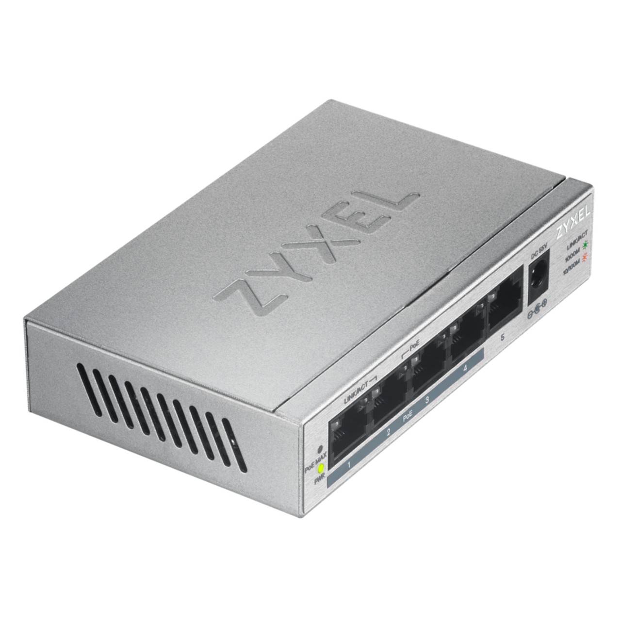 ZyXEL GS1005HP-EU0101F Netzwerk Switch 5 Port 2000 MBit/s PoE-Funktion