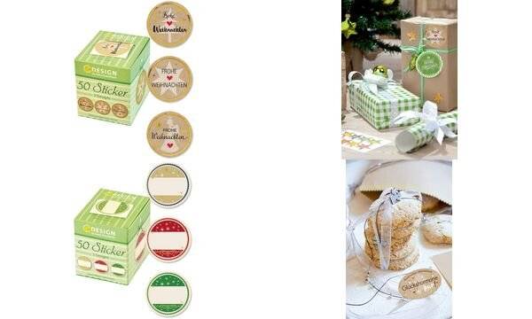 Sticker auf Rolle Motiv Geschenkbeschriftung rund 38mm 3 Motive 50 Stück