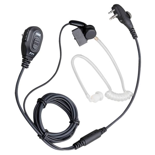 HYTERA Tarn-Sprechgarnitur schwarz 2-Kabel, Mikrofon mit Sendetaste, transp. Schallschl., VOX- oder PTT-Steuerung EAM13