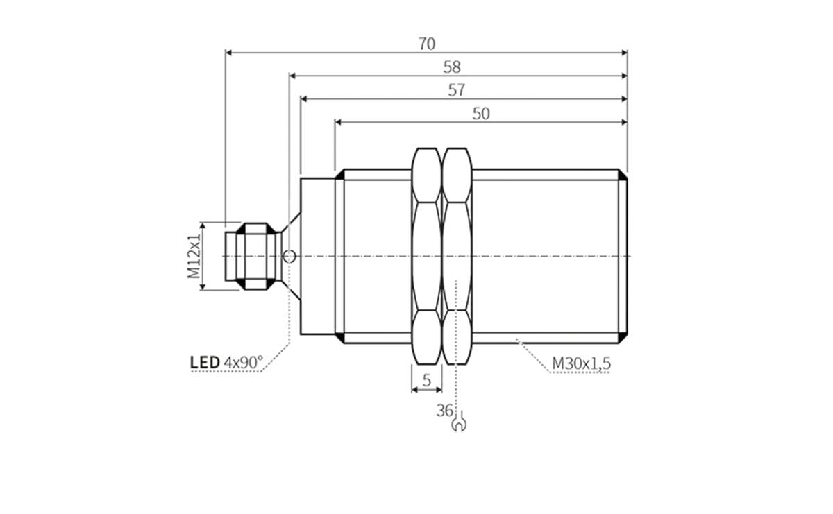 Induktiver Sensor M30 10 mm IP69K - M30x1,5 - AI020 - autosen