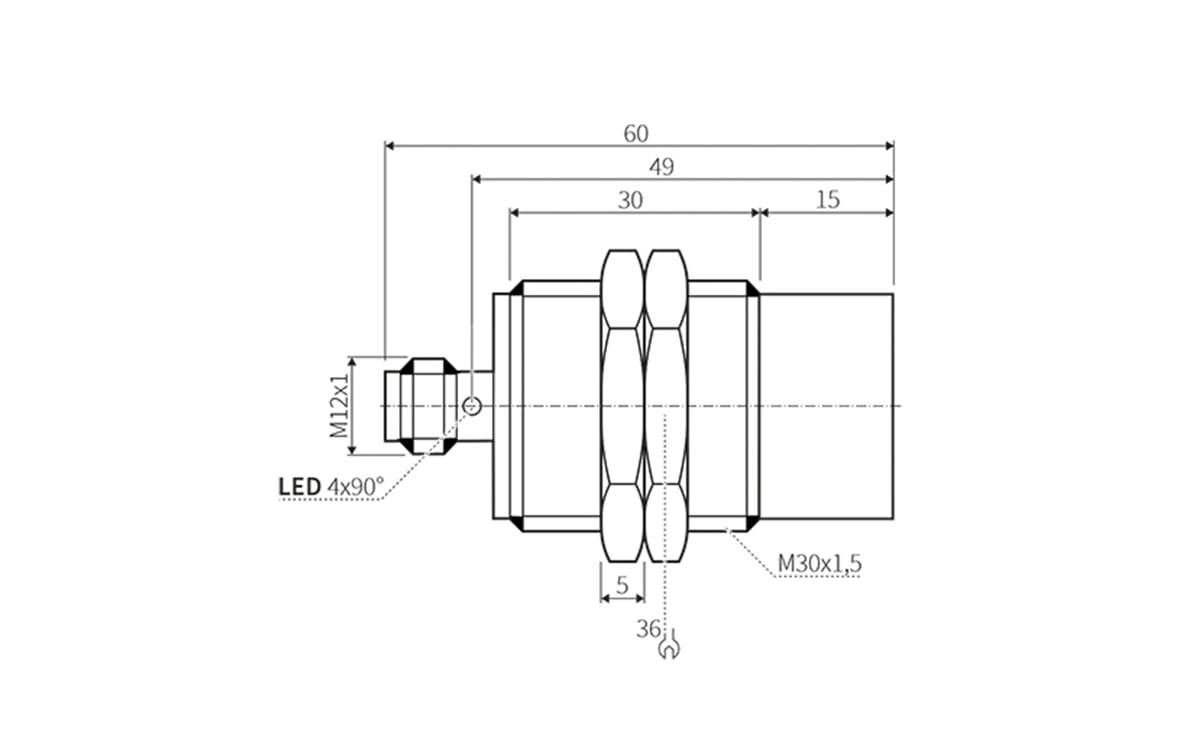 Induktiver Sensor M30 22mm IP69K - M30x1,5 - AI049 - autosen