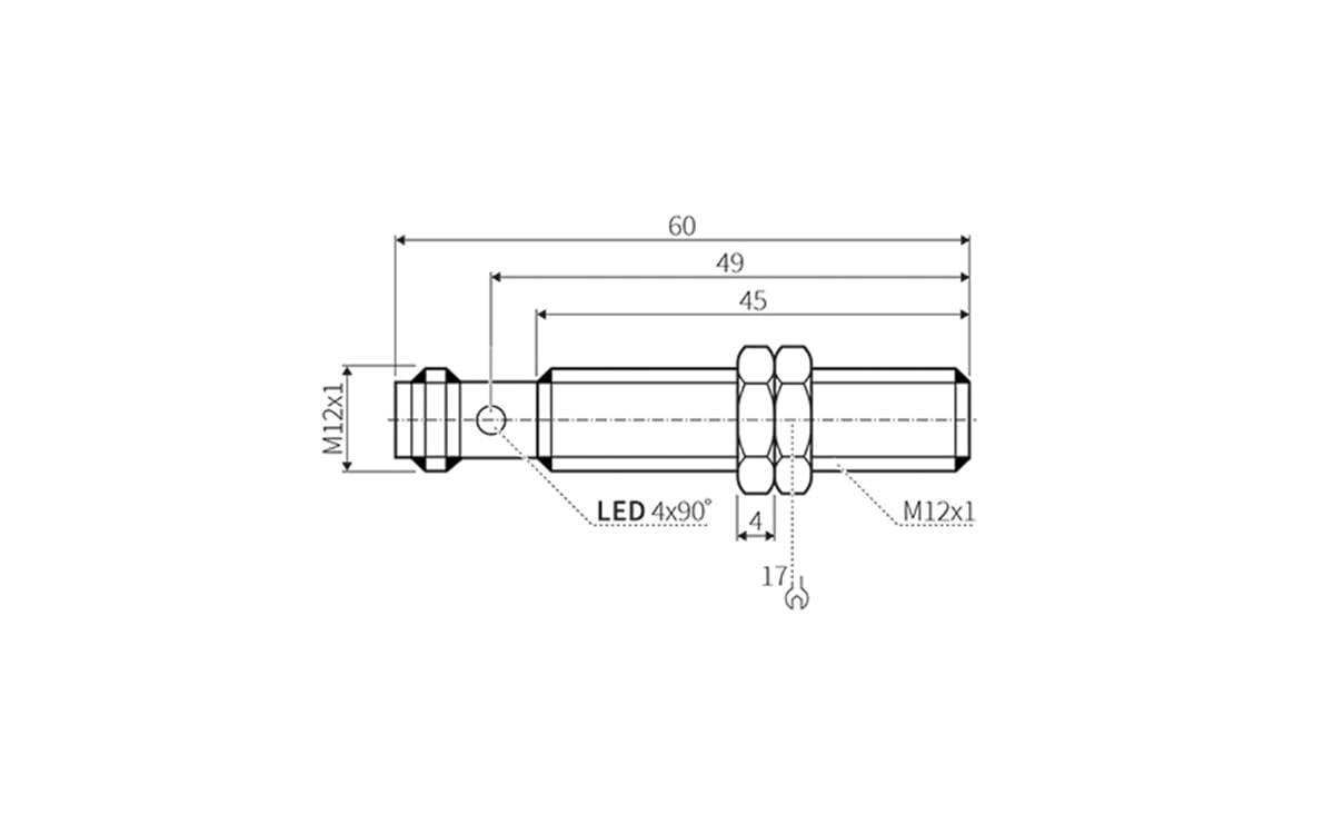 Induktiver Sensor M12 4mm IP69K - M12x1 - AI040 - autosen