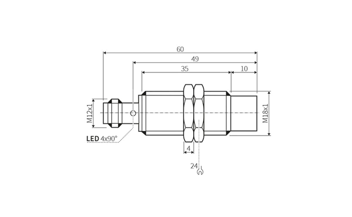 Induktiver Sensor M18 12mm IP69K - M18x1 - AI043 - autosen