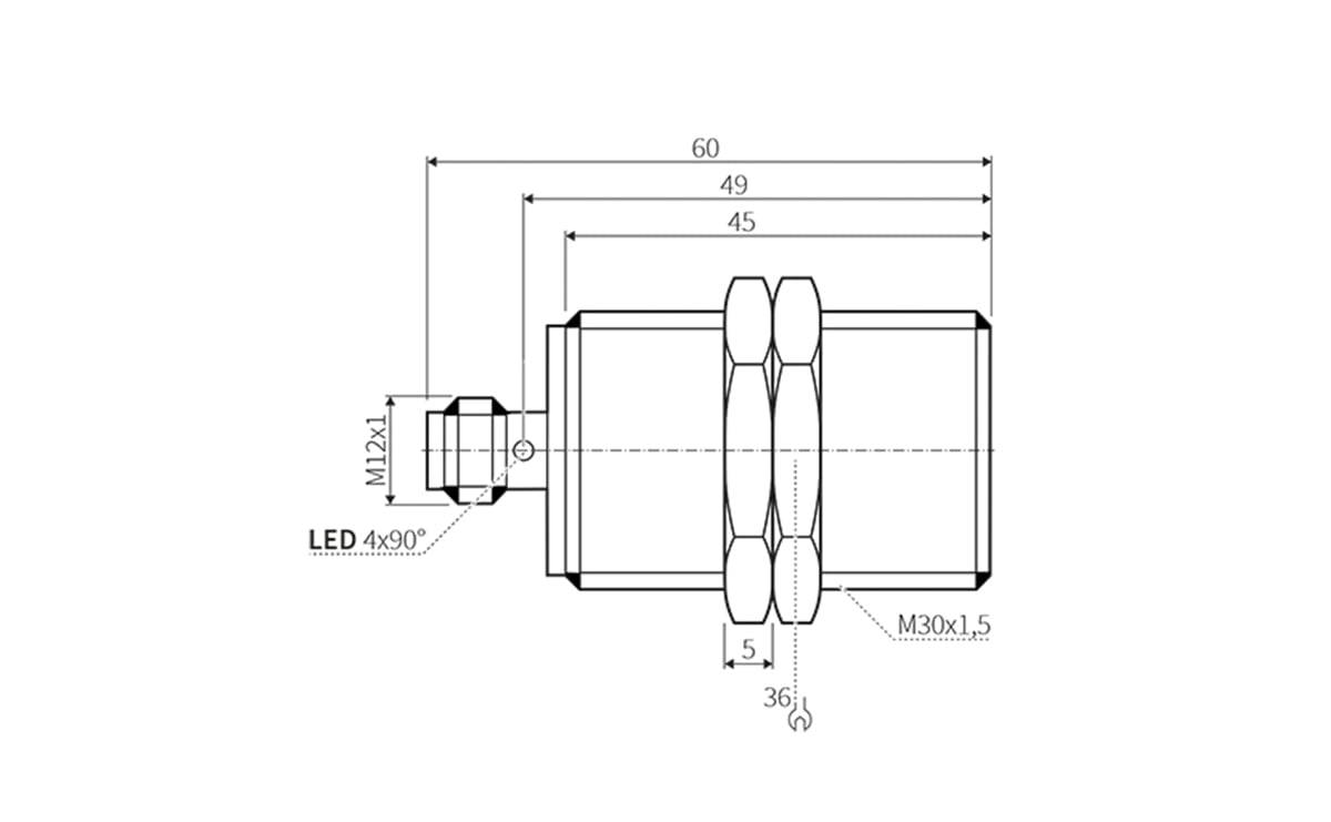 Induktiver Sensor Faktor 1 M30 15 mm IP69k - M30 - AI032 - autosen