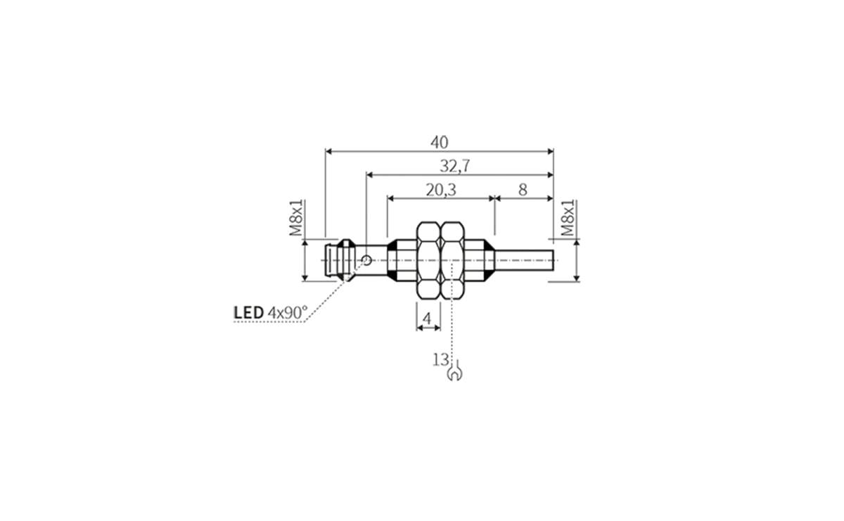 Induktiver Sensor Faktor 1 M8 6 mm IP69K - M8x1 - AI037 - autosen