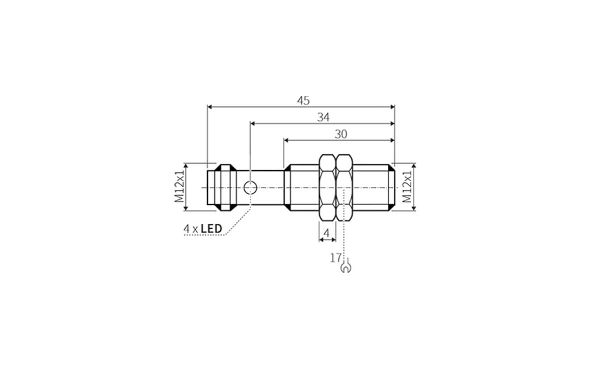 Induktiver Sensor M12 4 mm IP69k - M12x1 - AI025 - autosen