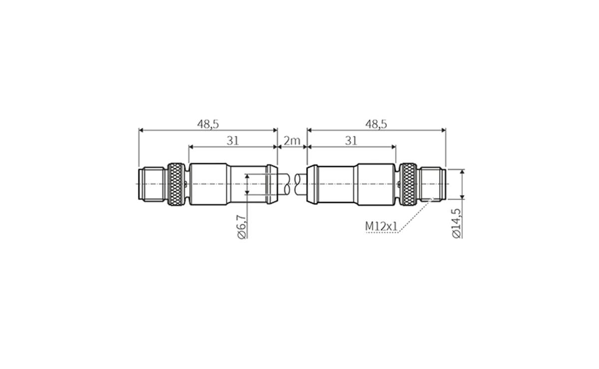 Ethernet-Kabel M12 M12 - 2 m - PUR-Kabel - AA035 - autosen