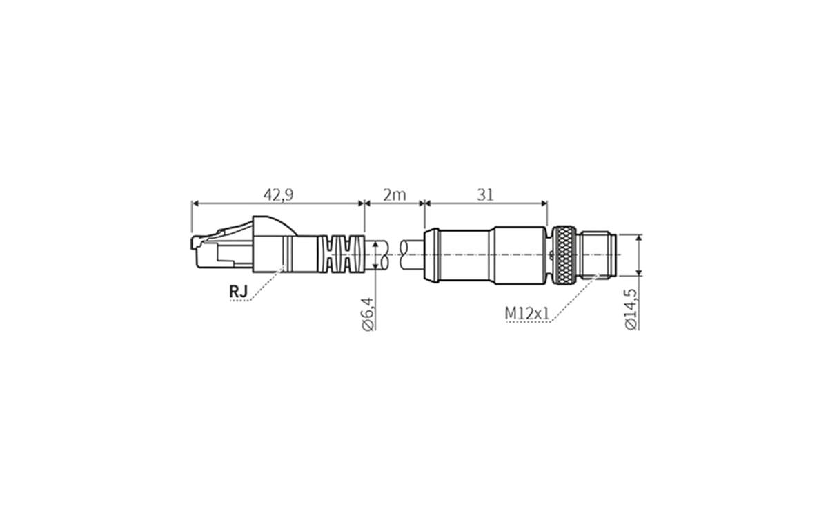 Ethernet-Kabel M12 RJ45 - 2 m - PUR-Kabel - AA036 - autosen
