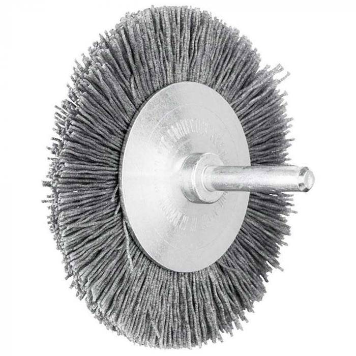 Rundbürste Ø 80 mm - PFERD - ungezopft, mit Schaft - Siliciumcarbidbesatz - Bezeichnung RBU 8008/6 SiC 120 0,55 - Bürsten-Ø 80 mm - Besatzlänge 1