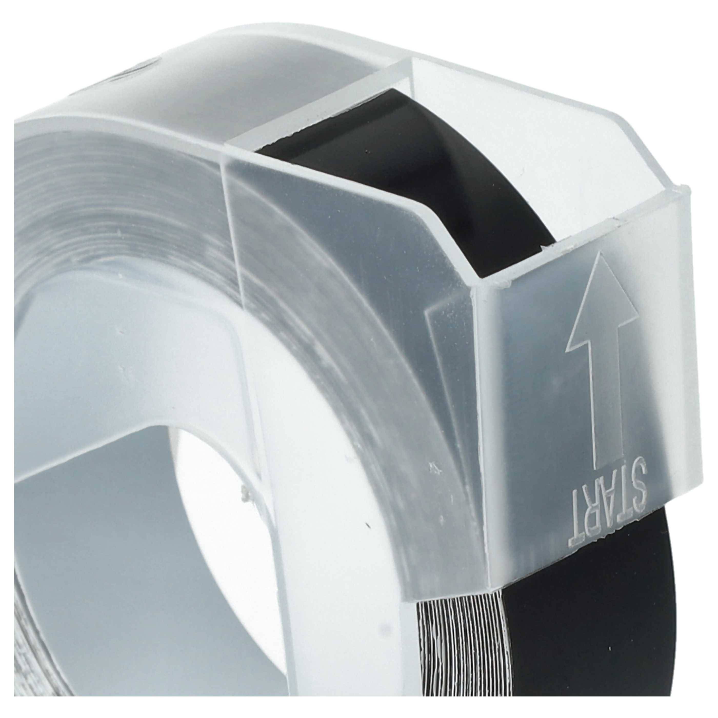 vhbw 3x 3D Prägeband-Schriftband-Kassette Ersatz für Dymo 0898132 für Etiketten-Drucker 3m x 12mm Weiß auf Schwarz