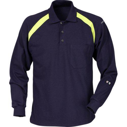 Flam Poloshirt langarm 100472-540 Gr.L dunkelblau, 60% Modacryl/38% BW/2%Karbon