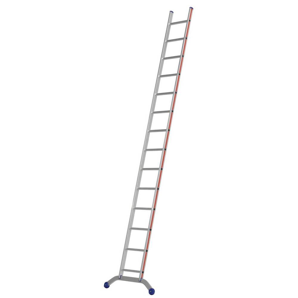 Sprossen-Anlegeleiter, 14 Sprossen, Leiterlänge 4120 mm, B. 962 mm, Gewicht 8,3 kg