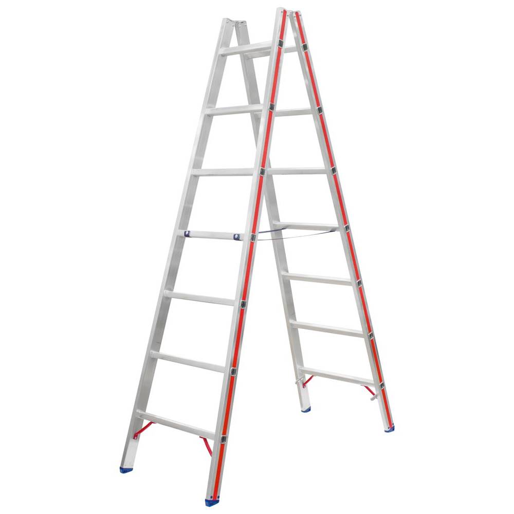 Hymer Sprossenstehleiter mit profiliertem Strangpressprofil 2x6 Sprossen