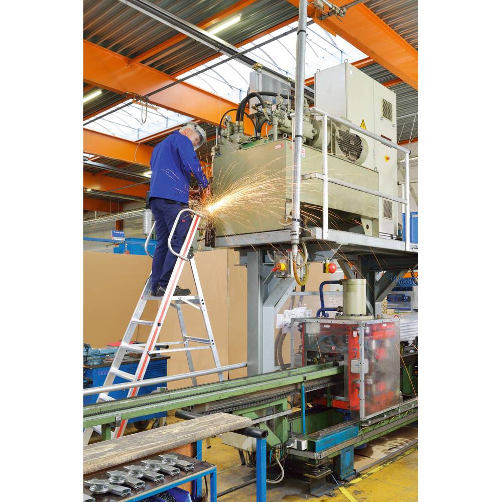 Plattformleiter mit Handlauf, klappbar, Podesthöhe ohne Geländer 1400 mm, 6 Stufen