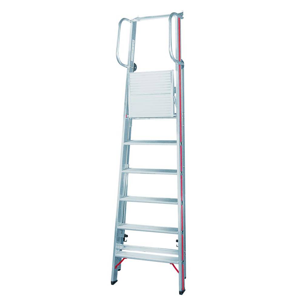 Plattformleiter mit Handlauf, klappbar, Podesthöhe ohne Geländer 1400 mm, 6 Stufen