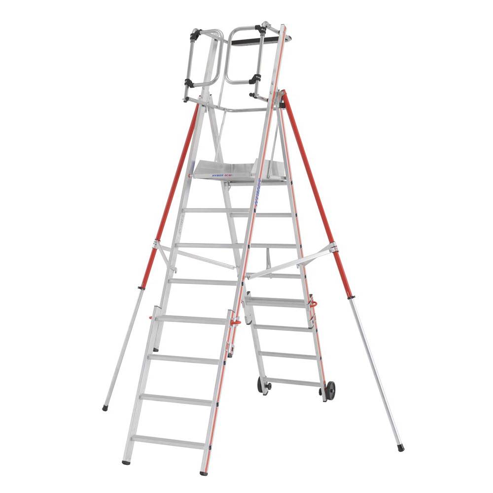 Hymer Plattformleiter Protect+ mit Teleskopausleger und Sicherheitstüren 3-5 Sprossen