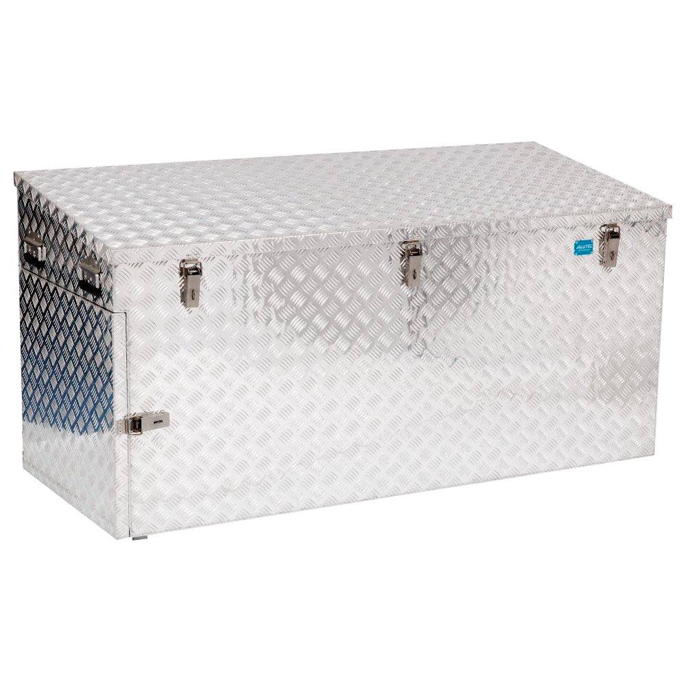 Aluminium Riffelblech-Box, BxTxH innen 1678x675x730/830 mm, mit Seitentüren und abgeschrägtem Deckel, Vol. 883