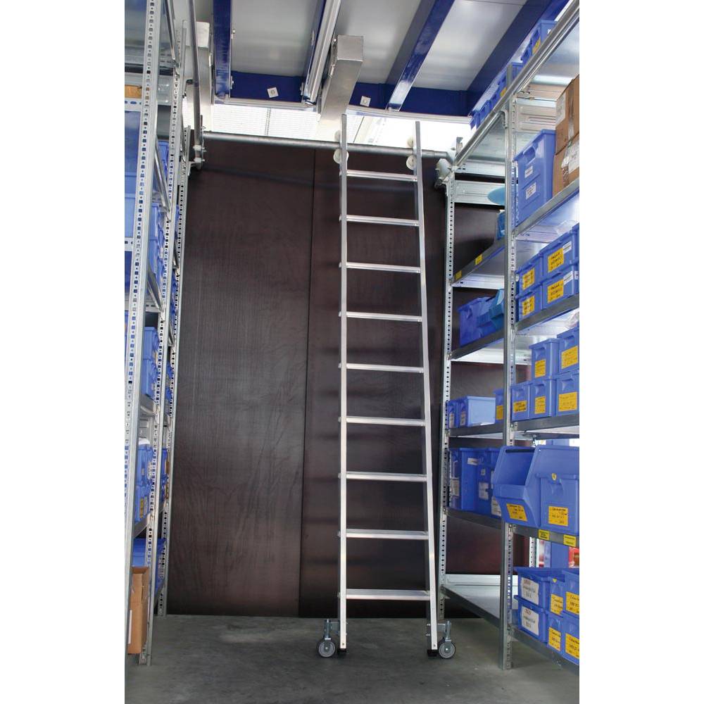 Aluminium-Regalleiter für Doppelregal, seitlich verschiebbar, 8 Stufen