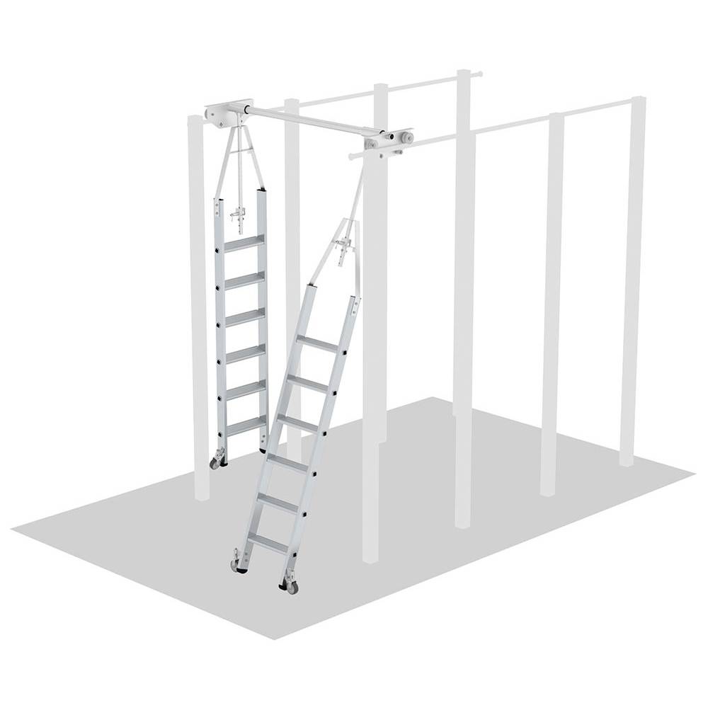 Aluminium-Regalleiter für Doppelregal drehbar, 12 Stufen