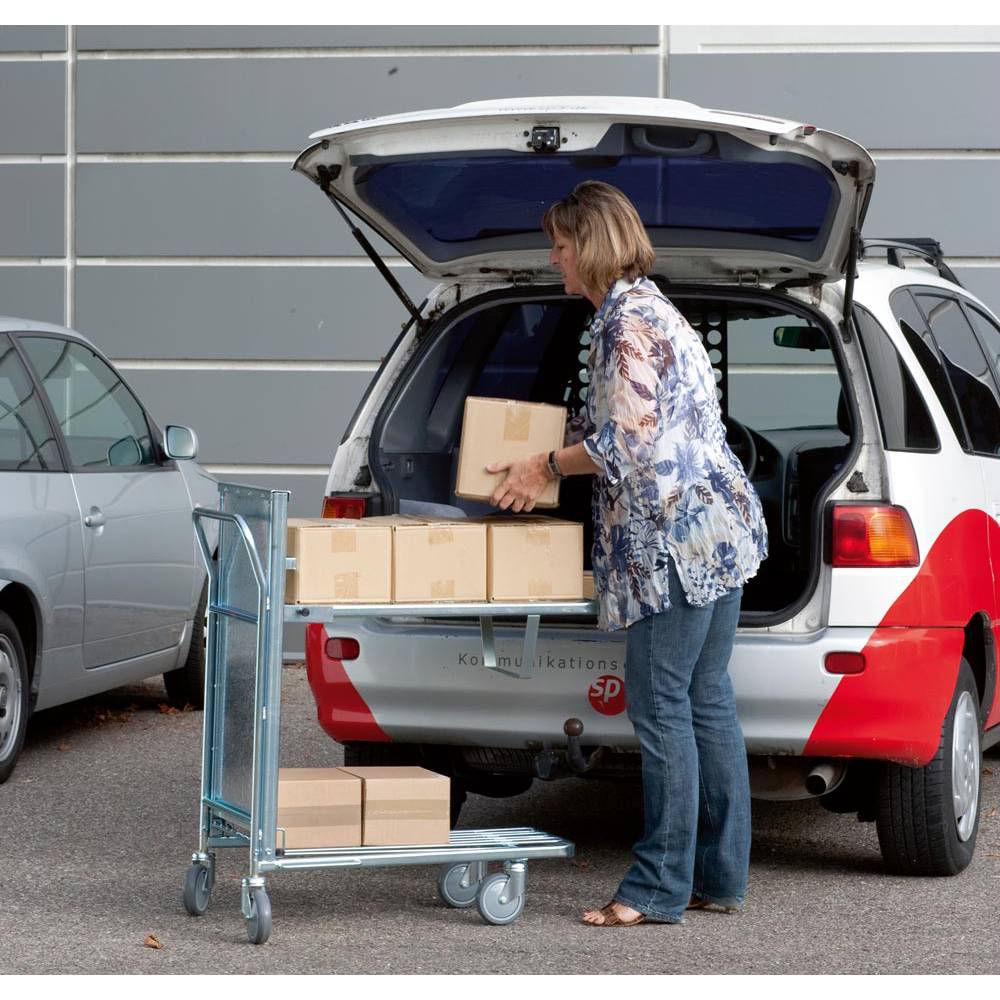 Verkaufswagen verzinkt, 2 Gitterböden, oberer Boden federnd gelagert, LxBxH 960x