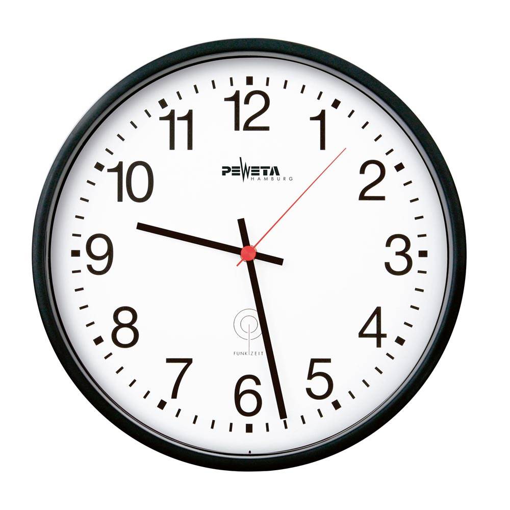 Wanduhr Funkuhr Ku.schwarz D.300mm 1,5V Zahlen
