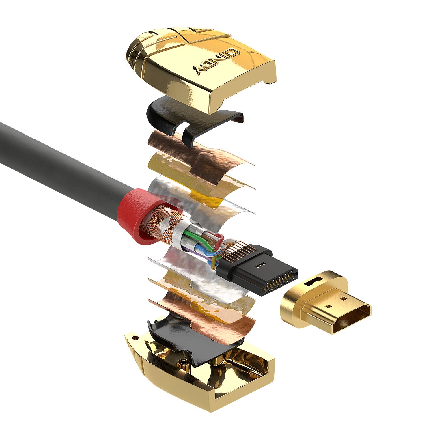 LINDY HDMI Anschlusskabel HDMI-A Stecker, HDMI-A Stecker 5.00 m Grau 37864 4K UHD HDMI-Kabel