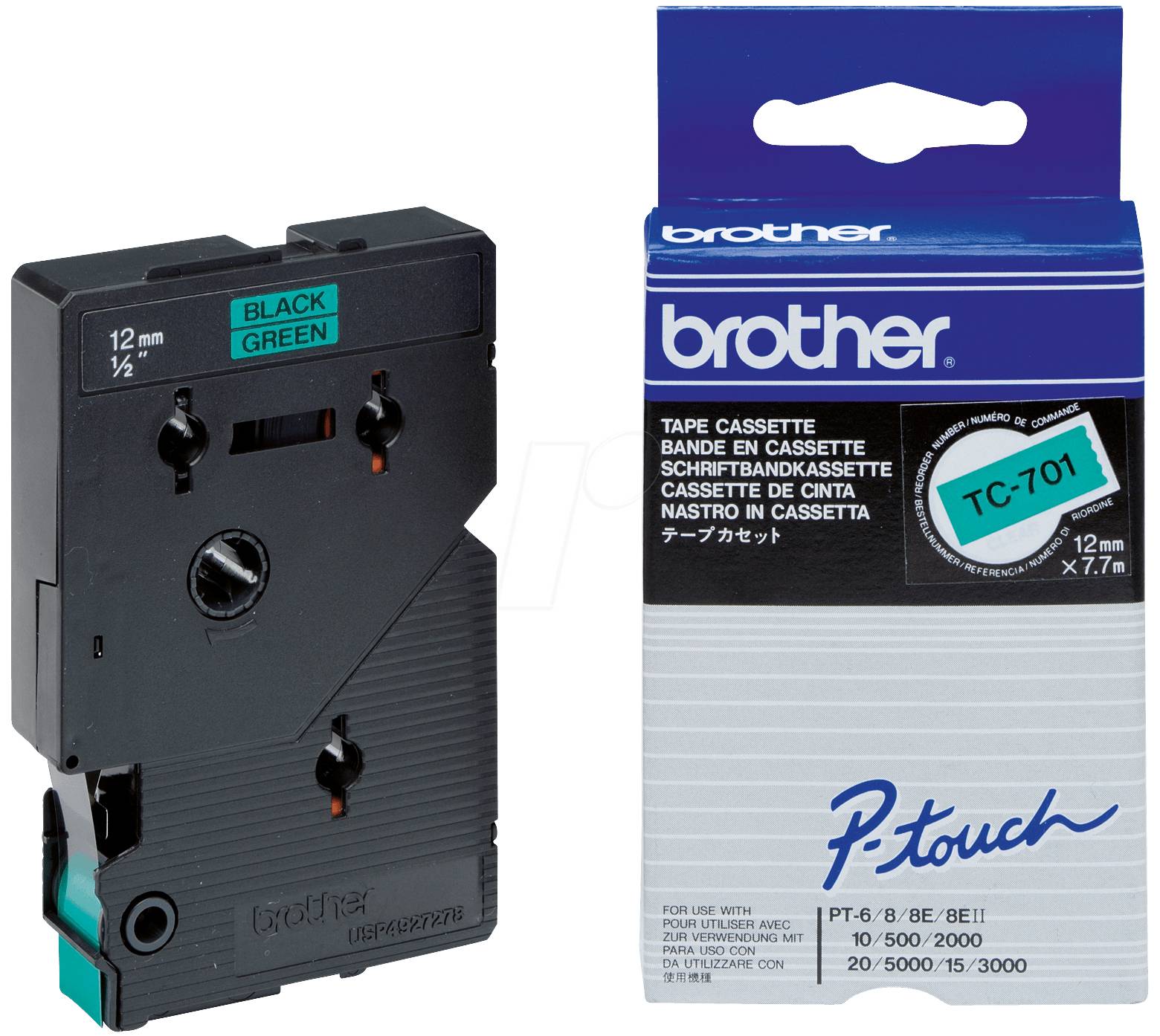 Brother - Schwarz, grün - Rolle (1,2 cm) 1 Rolle(n)