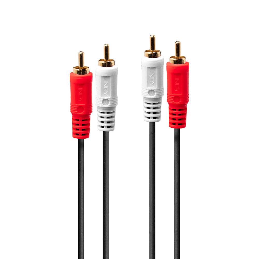 LINDY 35666 Cinch Audio Anschlusskabel [2x Cinch-Stecker - 2x Cinch-Stecker] 20.00 m Schwarz