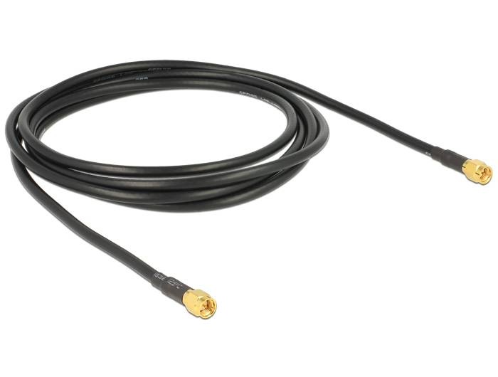 Delock WLAN-Antennen Anschlusskabel [1x SMA-Stecker - 1x SMA-Stecker] 2.00 m Schwarz vergoldete Steckkontakte