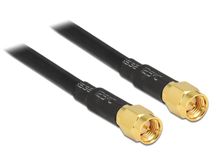 Delock WLAN-Antennen Anschlusskabel [1x SMA-Stecker - 1x SMA-Stecker] 2.00 m Schwarz vergoldete Steckkontakte