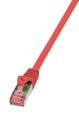 LogiLink CQ2014S RJ45 Netzwerkkabel, Patchkabel CAT 6 S/FTP 0.25 m Rot Flammwidrig, mit Rastnasenschutz 1 St.