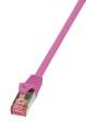 LogiLink CQ2049S RJ45 Netzwerkkabel, Patchkabel CAT 6 S/FTP 1.50 m Pink Flammwidrig, mit Rastnasenschutz 1 St.